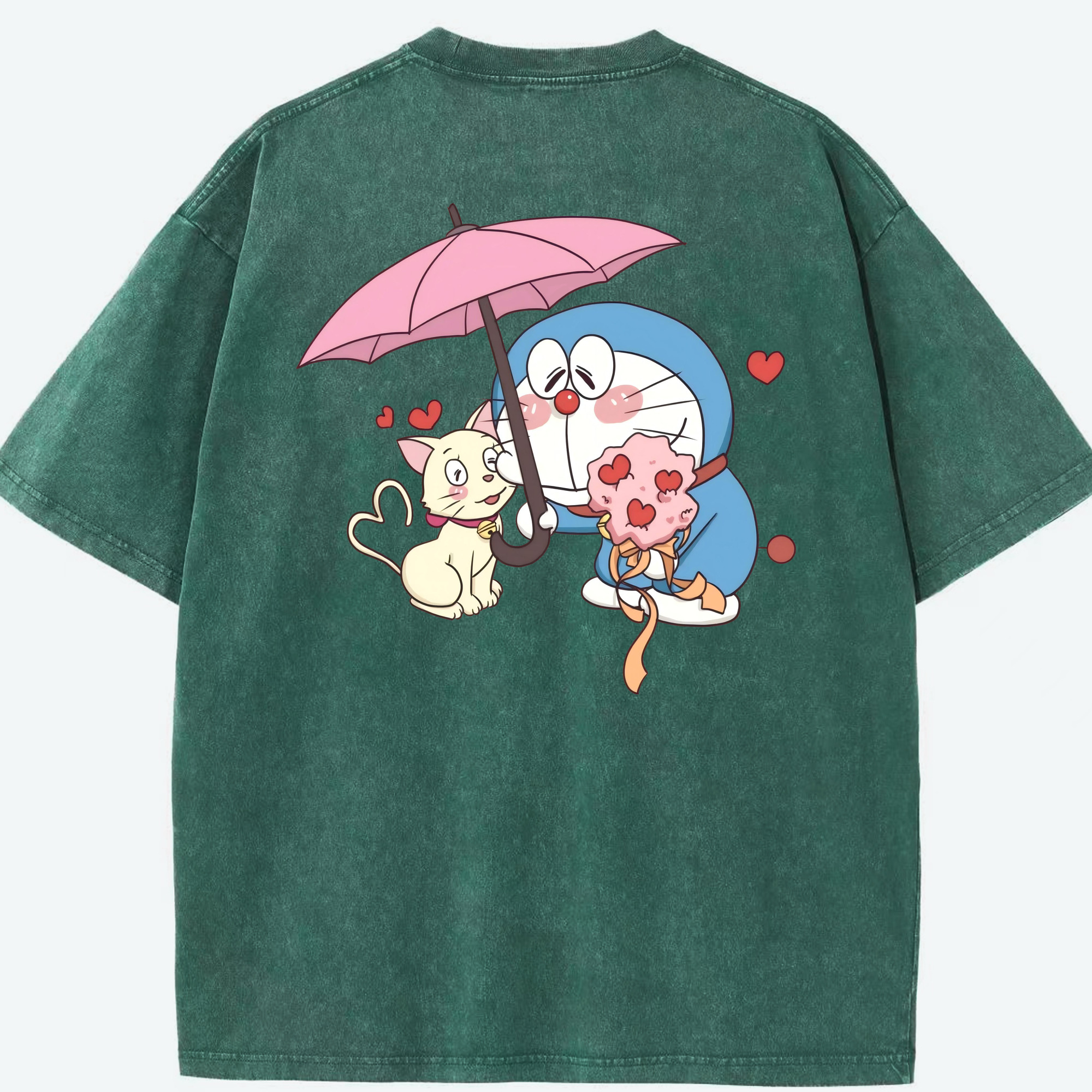 （画像用） ドラえもん Doraemon 綿100% ヴィンテージ風 半袖Tシャツ（背面プリント）